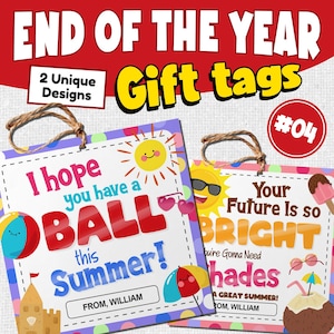 Editable Summer Gift Tags | End of the Year Printable Tags for Students