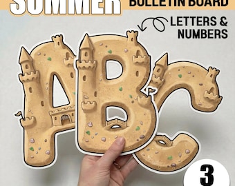 Summer Bulletin Board Letters and Numbers Sandcastle Classroom Decor Set