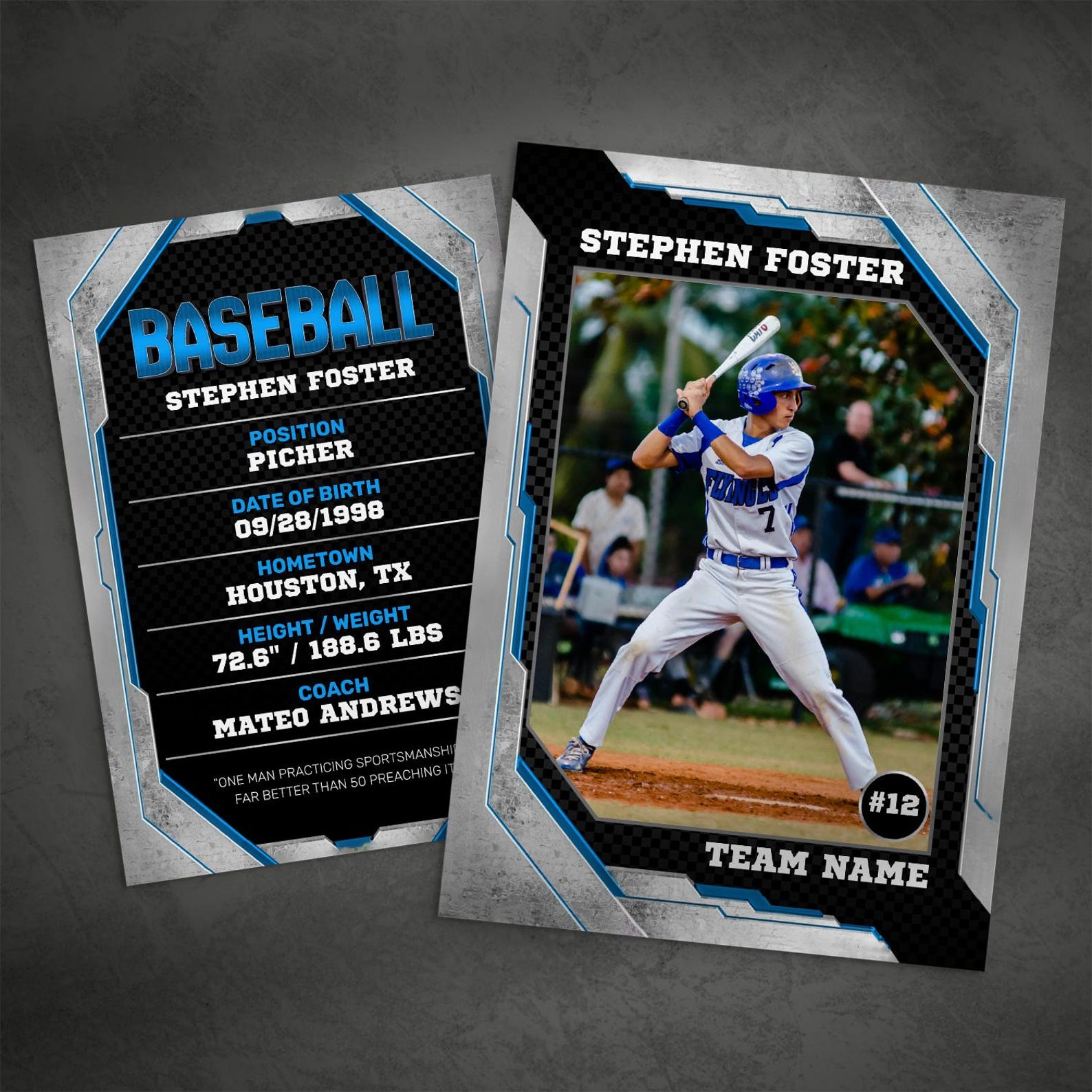 Editable Baseball Trading Card Template: Canva Design (digital Download ...