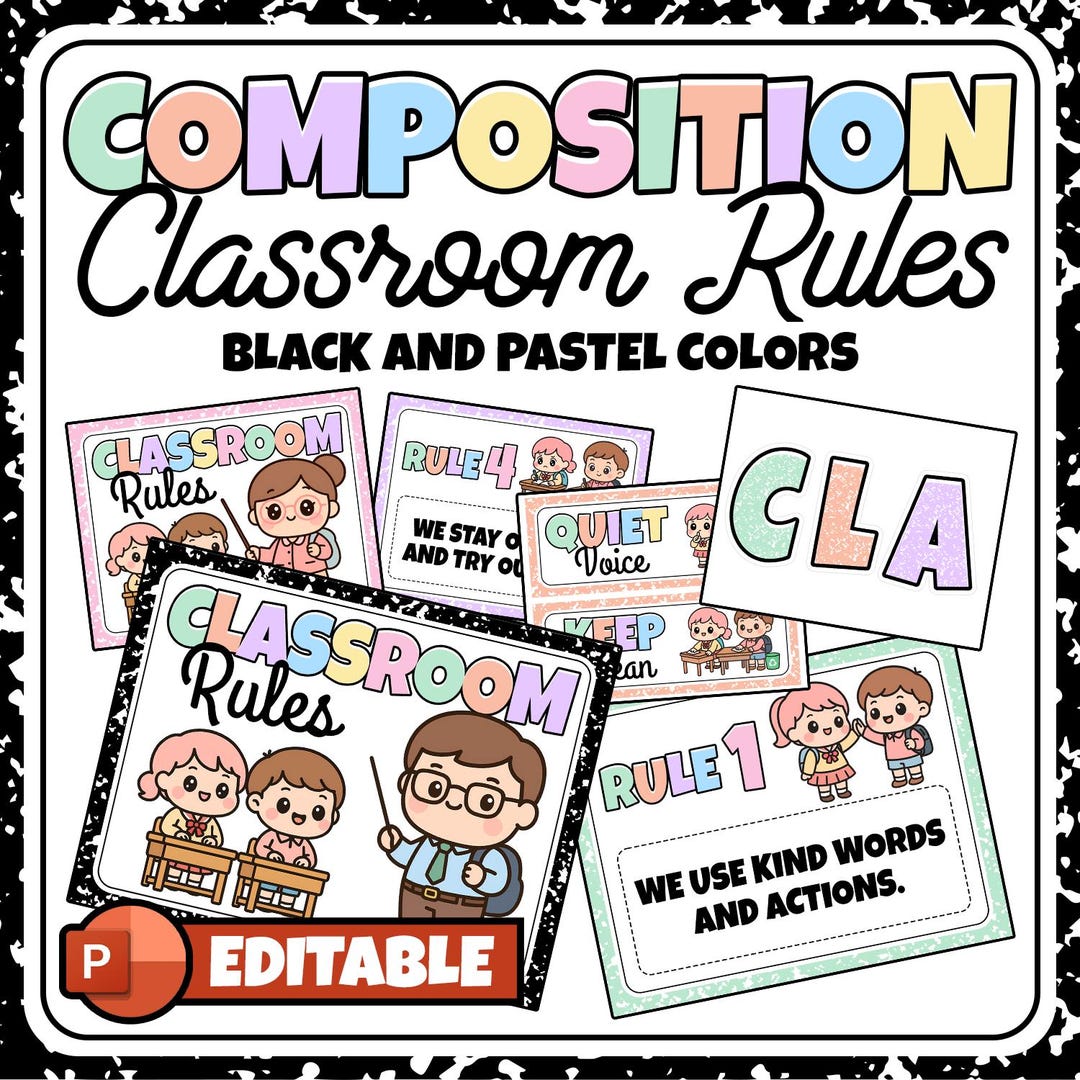 Composition Notebook Classroom Rules Posters and Bulletin Board Letters ...