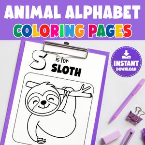 Animal Alphabet Coloring Pages A-Z: Printable ABC Learning Activity (PDF Download)