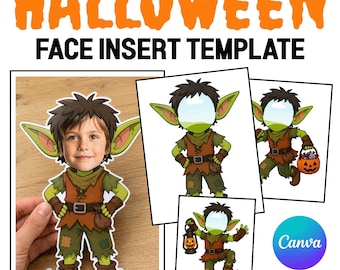 Halloween Craft Blank Face Template, Goblin Self Portrait Bulletin Board