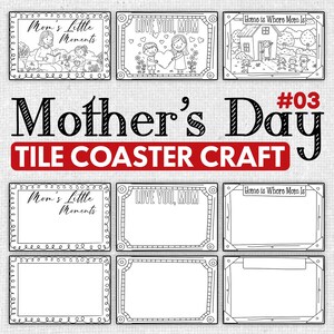 Cartes rectangulaires imprimables pour la fête des mères et créations de carreaux – DIY souvenir pour les enfants
