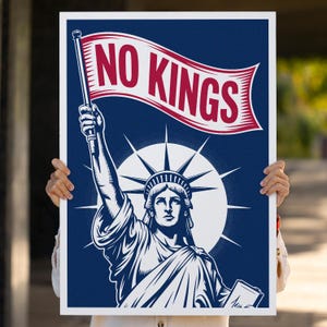 No Kings in America Statue of Liberty Protest Poster | Anti-Trump PNG PDF | Anti-Fascism Printable Sign for Rallies and Marches