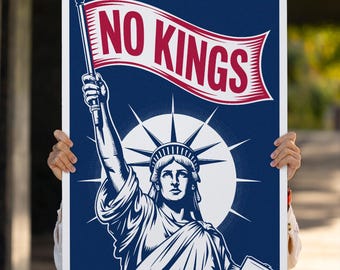 No Kings America Protest Poster: Statue of Liberty Anti-Fascism Sign (PNG, PDF)