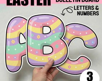 Pastel Easter Bulletin Board Letters and Numbers for Spring Door Decorations