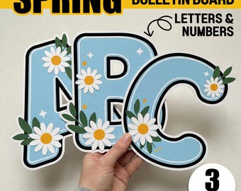 Floral Spring Bulletin Board Letters and Numbers for Spring Door Decorations