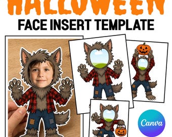 Halloween Craft Blank Face Template, Werewolf Halloween Bulletin Board Decor