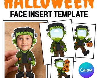 Face Template Halloween Craft, Editable Frankenstein Photo Bulletin Board