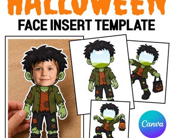 Halloween Craft Halloween Bulletin Board - Zombie Face Template Photo Activity for Kids