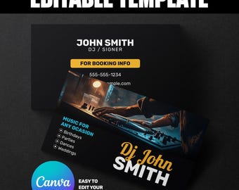 DJ Business Card Template | Modern Music Design (Canva Editable)