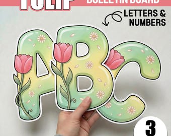 Tulip Spring Bulletin Board Ideas, Letters & Numbers | Mother's Day Door Decor