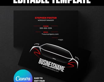 Automotive Business Card Template – Car Detailing, Canva Editable
