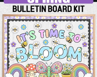 It's Time to Bloom Spring Bulletin Board Kit, April Floral Classroom Decorations