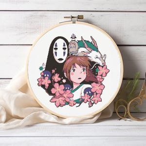 Chihiros Reise ins Zauberland Kreuzstich, Drachenkreuzstich, Chihiro, Kaonashi, Ohngesicht, Kawaii, Haku Dragon, BOH Nezumi, Sakura, Traveling Soot