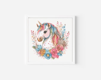 Unicorn Cross stitch Pattern, Animal Cross Stitch Pattern, Floral cross stitch Pattern, Unicorn Cross Stitch Pattern, Rainbow Cross Stitch