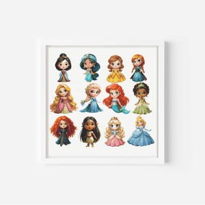 12 MINI 90x90st Schema punto croce Principesse Disegni da ricamo Punto croce contato PDF Personaggi dei cartoni animati Ricamo, Regalo per baby shower