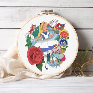 Alice in Wonderland Cross Stitch Pattern,Alice Cross Stitch Princesses Embroidery Designs Counted Cross Stitch Cartoon Characters Embroidery