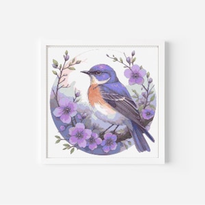 Bird Cross Stitch Pattern PDF – Beautiful Floral Embroidery Design for DIY Needlework, Hummingbird Cross Stitch , Birds EMBROIDERY