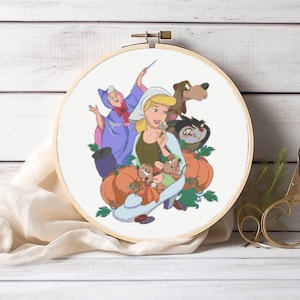 Cinderella Cross Stitch Pattern, Disney Cross Stitch Princesses Embroidery Designs Counted Cross Stitch Cartoon Characters Embroidery