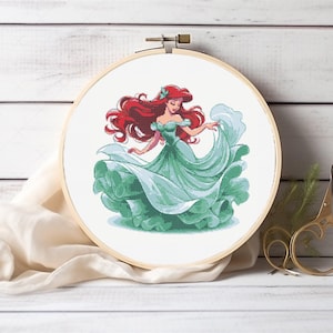 Ariel Cross Stitch Pattern Princesses Embroidery Designs Counted Cross Stitch  Cartoon Characters Embroidery Patterns, Baby Shower Gift