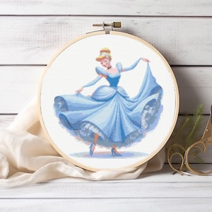 Cinderella Cross Stitch Pattern Princesses Embroidery Designs Counted Cross Stitch  Cartoon Characters Embroidery Patterns, Baby Shower Gift