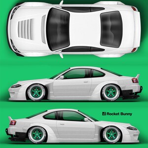 Nissan Silvia S15 Rocket Bunny all sides PNG high quality