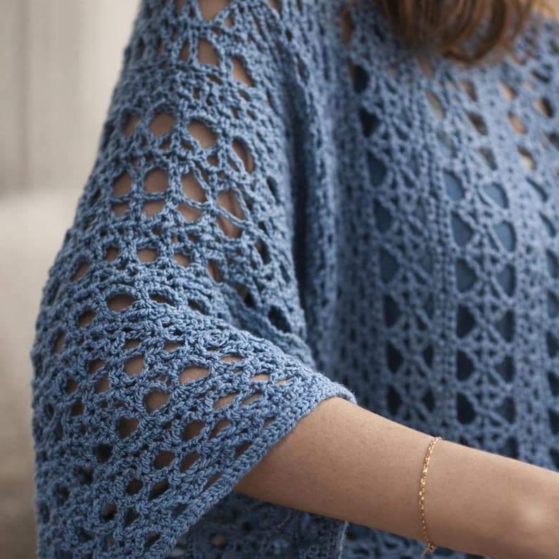 Xen Pattern Crochet Lace Top Pattern, Openwork Summer Pullover, Boho Blouse ...