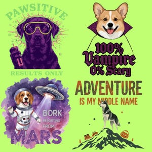 Funny Dog PNG Bundle | Cartoon Dog Quotes Clipart for Sublimation | Pet Lover T-Shirt Designs | Cute Puppy Printable Pack, Dog Clipart png