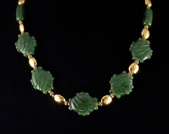 Jade Aztec "stone" "tetl" bead necklace