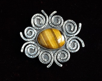 Tiger Eye Curlicue pendant/brooch