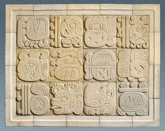 MAYAN GLYPH TILES - 12 tiles