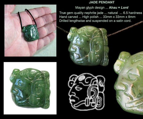 Jade Pendant Maya Glyph - Mayan Glyph Pendant