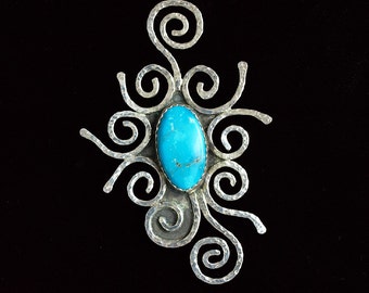 Turquoise Scroll   pendant/brooch