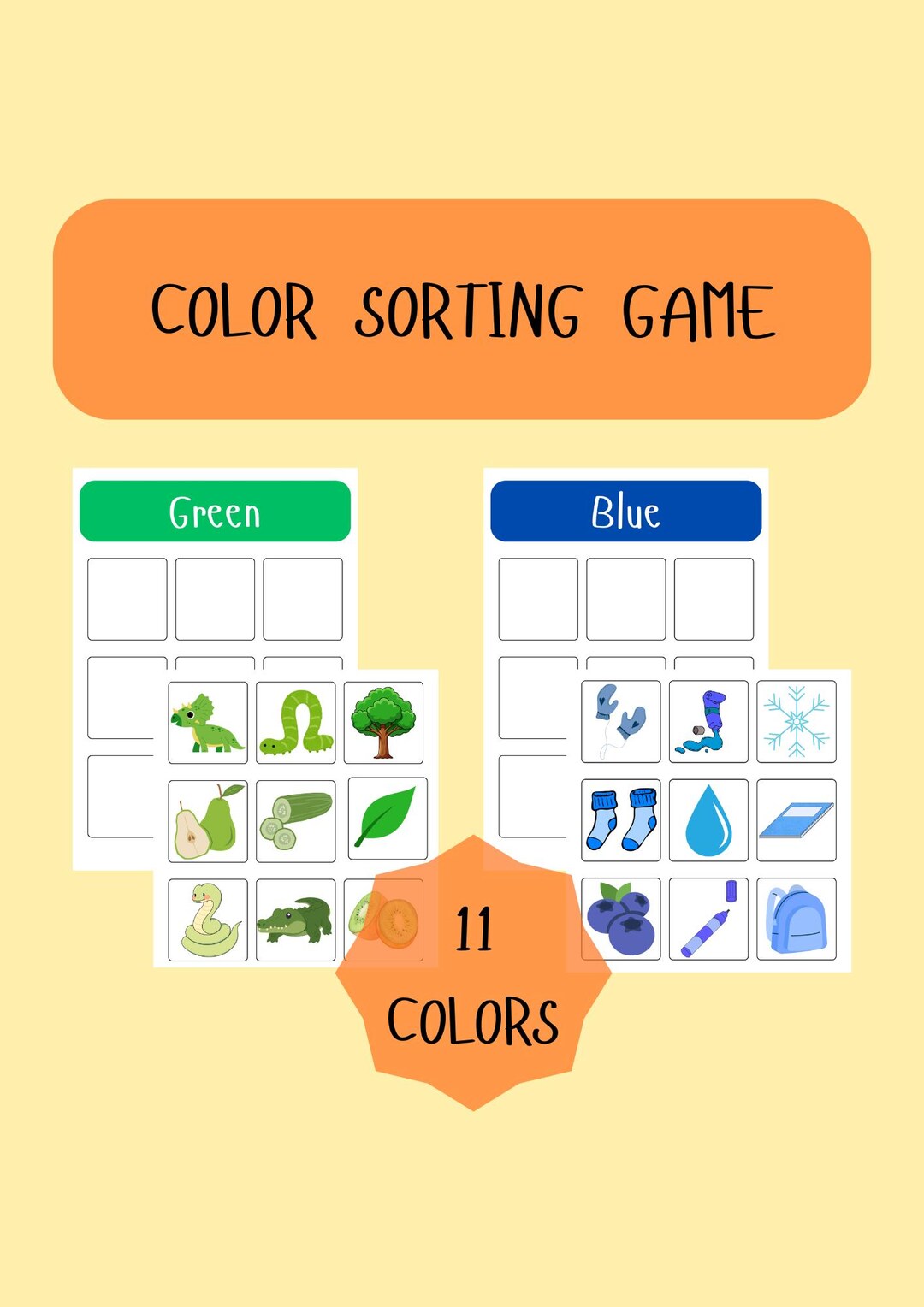 Color Sorting Activity | Montessori Printable | Toddler Matching Game ...