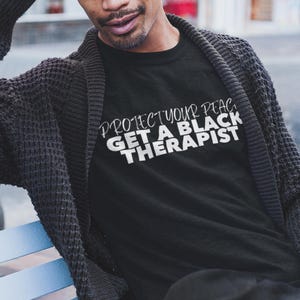 T-shirt zwarte therapeut, shirt voor geestelijke gezondheid, bescherm je vrede T-shirt, uniseks jersey T-shirt met korte mouw, therapeut cadeau