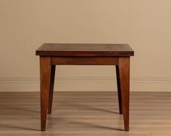 Vintage französischer Esstisch aus Eiche 1950er Jahre | Ausziehbarer Draw Leaf Table | konisch zulaufende Beine | Esstisch aus massiver Eiche