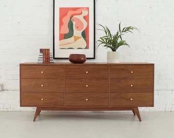 Hansen Neun Schubladen Kommode aus Nussbaum Mid-Century Modern Aufbewahrung