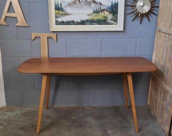Mid Century Ercol Dielen Esstisch | Ulme massiv & Buche | Vintage 1960er Jahre Tisch