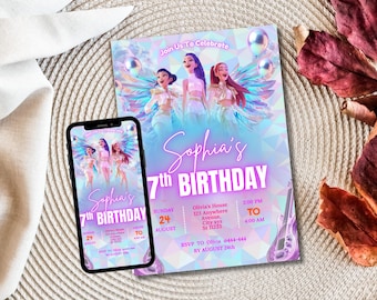 KPOP Demon Hunters Invitation, KPOP Demon Hunters kids Birthday invitations,  EDITABLE K Pop Birthday Invitation, K Pop Warriors Invitation,