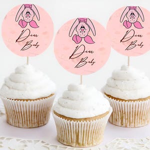 Cupcake Topper, its a girl, Girl Party Cupcake Toppers, girl theme party, Printable Digital File, Pink cupcake toppers, DIY Cupcake Toppers,