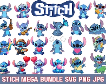 20+ Stitch Digital SVG PNG, Stitch Clipart, stitch svg, dxf, png, eps, Pink Angel PNG Files, Cute Alien png Bundle, Digital Download