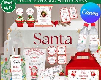 Sjabloonbundel kerstfeestbedankje, zakje kerstmanchips, babyshowerset voor vakantie