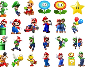 Super Mario PNG Clipart Bundle, Birthday Party Designs, Mario Bros Digital Download, DIY Party Decorations, High-Resolution PNGs bundle,