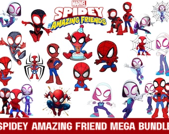 Spidey Watercolor PNG Clipart Bundle, Spidey and His Amazing Friends, Spiderman Clipart, Superhero Png, Digital Files, Instant download!