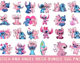 Stitch and Angel Svg Png Bundles, Stitch T shirt Mug Cup, Stitch Svg, Png, Stitch Love Svg, Angel and Stitch Svg , Stitch Couple Svg