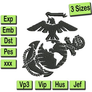 Marine Corp Embroidery Design, Marine Vets Embroidery Design, Digital Embroidery files, USA Marine instant download