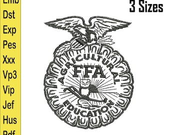 FFA Embroidery Design –One Color Logo - Agricultural Education Badge – Multiple Formats Included, Quincy FFA