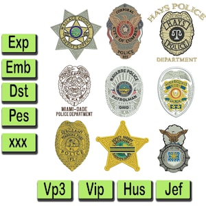 Police Department Badges Embroidery Designs | Multiple City & State Badges | Machine Embroidery Files  | Instant Download