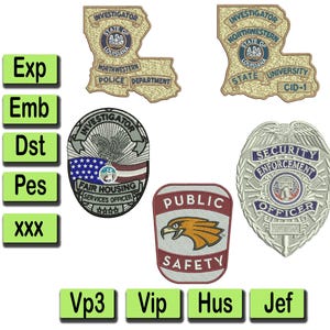 Police Badge Embroidery Design | Security Officer Patch | Multiple Formats | Machine Embroidery File, Instant Download
